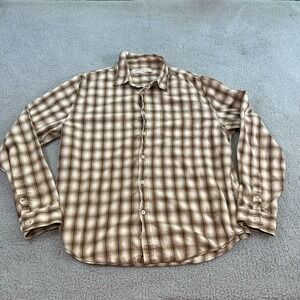 Levis Red Tab Shirt Mens XL 48X 29 Brown Plaid Western Hiking Button Up Cowboy